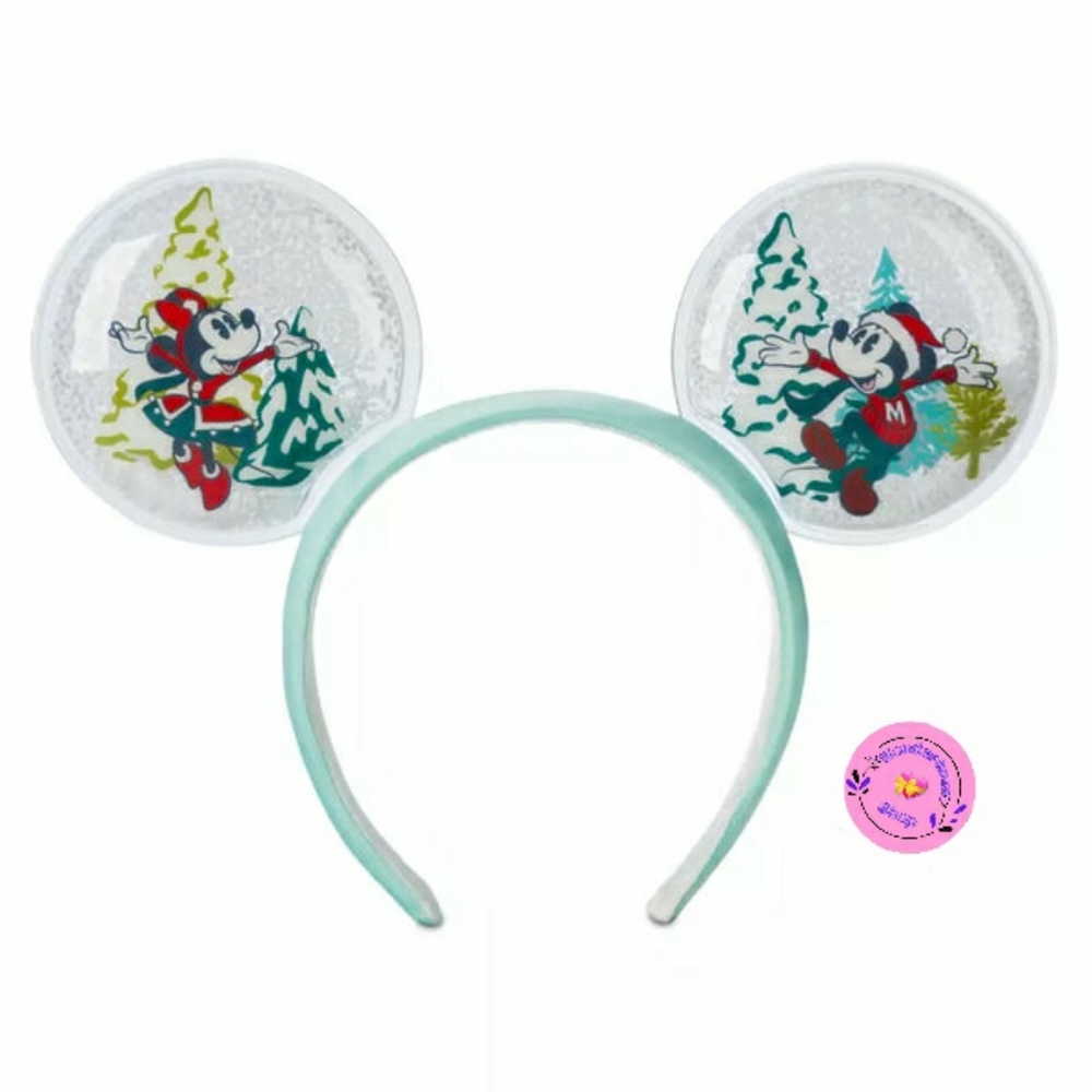 Disney Mickey and Minnie Mouse Snow Globe Christmas Ears Headband